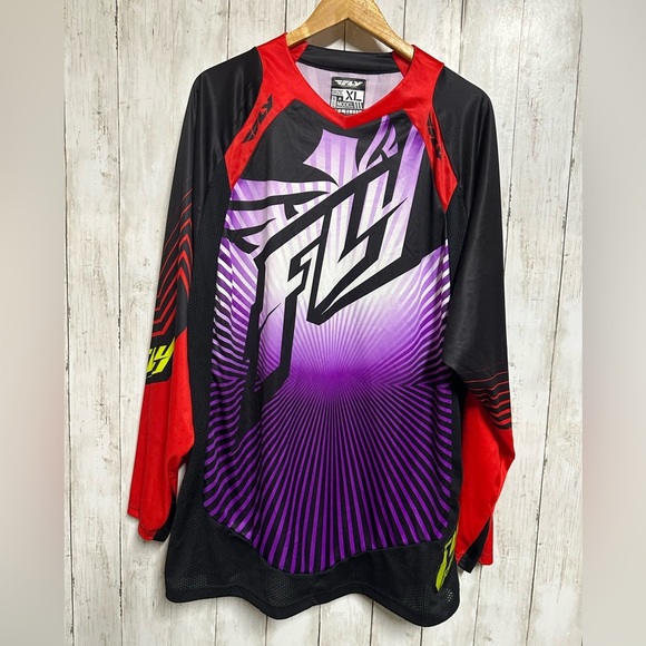 FLY Lite Hydrogen BMX Race Jersey-Red/Purple Size XL - Picture 2 of 5